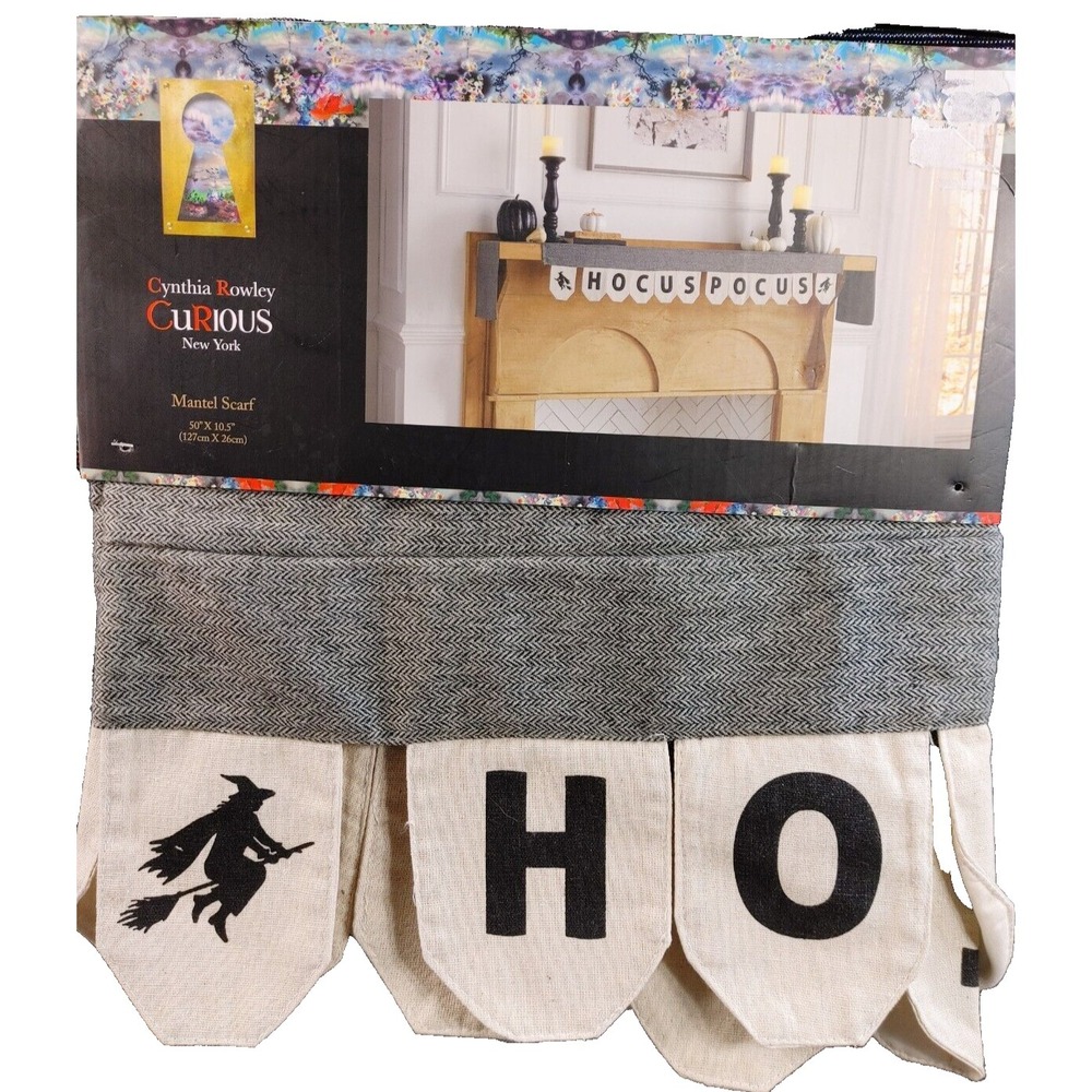 Cynthia Rowley Curious Halloween Hocus Pocus Mantel Scarf Home Decor Witches